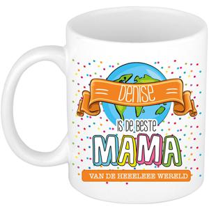 Naam mok mama Denise - wit - de beste - keramiek - 300 ml - Moederdag/verjaardag