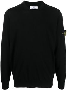 Stone Island pull en laine vierge à patch logo - Noir