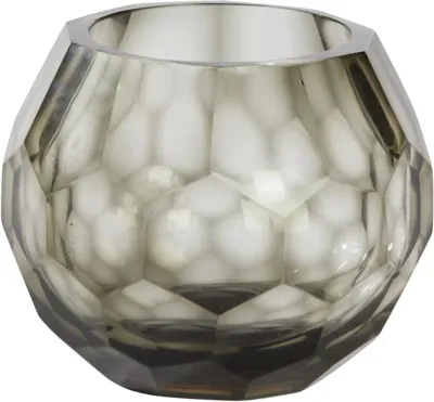Light & Living theelichthouder glas eliza 12x10cm grijs