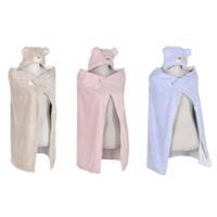 Deken Home ESPRIT Blauw Beige Roze 100 x 75 x 20 cm (3 Stuks)