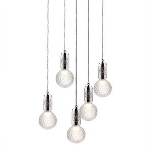 Lee Broom - Crystal Bulb kroonluchter 5 Hanglamp chroom