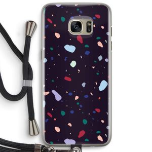 Dark Rounded Terrazzo: Samsung Galaxy S7 Edge Transparant Hoesje met koord