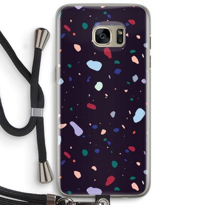 Dark Rounded Terrazzo: Samsung Galaxy S7 Edge Transparant Hoesje met koord