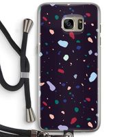 Dark Rounded Terrazzo: Samsung Galaxy S7 Edge Transparant Hoesje met koord