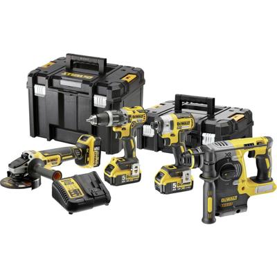 DEWALT DCK422P3T-QW DCK422P3T-QW Gereedschapsset Accu-klop/schroefmachine, Accu-slagmoersleutel, Accu-boorhamer, Haakse accuslijper, Accu, Acculader 10-delig