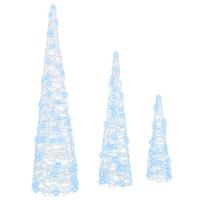 Kerstboom met 90 LED 3 pcs Koudwit 40 cm 60 cm 80 cm Acryl