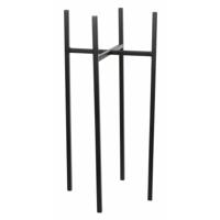 Mica Decorations - bloempot plantenpot standaard / verhoger - zwart - B24 x H55 cm - metaal