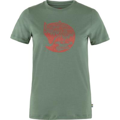 Fjallraven Abisko Wool Fox SS T-shirt Dames Patina Green-Terracotta Brown XL