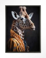 Urban Cotton Wandkleed 'Giraffe' 110 x 145cm in Floating Frame - black