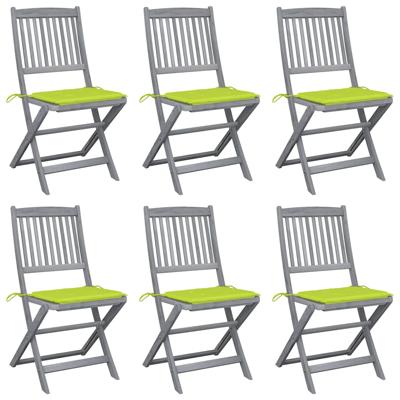 Tuinstoelen 6 st inklapbaar met kussens massief acaciahout