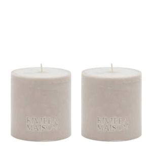 Riviera Maison Stompkaarsen,Pillar Candle ECO Beige 10x10 cm - 2 stuk