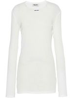 Miu Miu robe nervurée à patch logo - Blanc Miu Miu robe nervurée à patch logo - Blanc