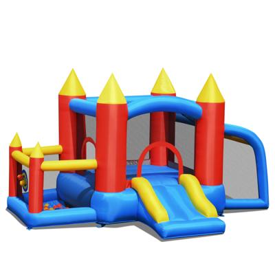 Opblaasbaar Springkasteel + 450 W Blower met Oceaanballen 350 x 275 x 196 cm Kleurrijk