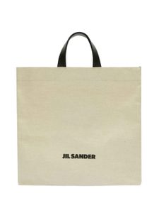 Jil Sander logo-print cotton tote bag - Tons neutres