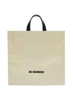 Jil Sander logo-print cotton tote bag - Tons neutres