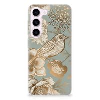 TPU Case voor Samsung Galaxy S23 Vintage Bird Flowers - thumbnail