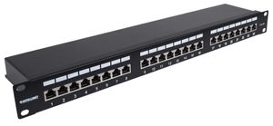 Intellinet 24-Port Cat6a Patchpanel geschirmt 1HE Kabeleinführung 90° abgewinkelt schwarz 24 poorten Patchpaneel 483 mm (19) 1 HE Zwart