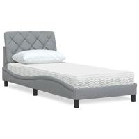 Bed met matras stof lichtgrijs 80x200 cm