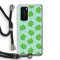 Groene blaadjes: Huawei P40 Transparant Hoesje met koord