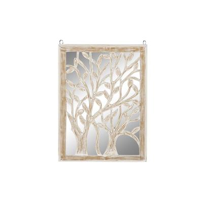 Wanddecoratie DKD Home Decor Spiegel Boomstructuur Wit Hout MDF (45 x 2,5 x 65 cm)