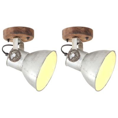 Wand-/plafondlampen industrieel 2 st E27 20x25 cm zilverkleurig