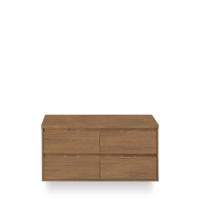 Porto Badmeubelset 120 cm - 4 laden Honey - Wastafel Bovenblad Honey