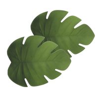Set van 4x stuks placemats blad groen vinyl 47 x 38 cm - Placemats - thumbnail