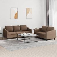 2-delige Loungeset met kussens stof bruin