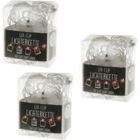 Lichtslinger - 3x - met LED knijpertjes - 150 cm - Kerstkaarten ophangen - 150 cm