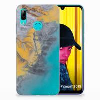 Huawei P Smart 2019 | TPU | Siliconen hoesje | Marble Blue Gold Huawei P Smart 2019 | TPU | Siliconen hoesje | Marble Blue Gold