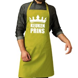 Keuken Prins barbeque schort / keukenschort lime groen heren