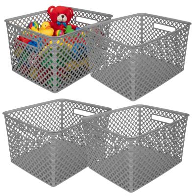 Storage Solutions Kast Opbergmand - 4x - van kunststof - grijs - 30 x 37 x 21 - 19 liter inhoud