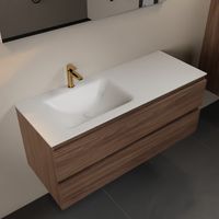 Mondiaz Aivy 120 cm badmeubelset mocha - met wastafel talc 1 kraangat links