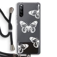 White butterfly: Sony Sony Xperia 10 III Transparant Hoesje met koord
