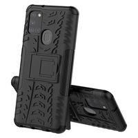 Antislip Samsung Galaxy A21s Hybrid Case met Standaard - Zwart