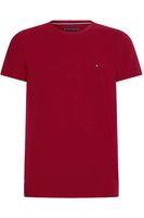 Tommy Hilfiger Slim Fit T-Shirt ronde hals rood, Effen - thumbnail