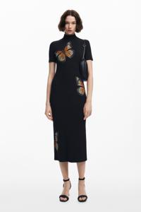 Slim midi-jurk met vlinders - BLACK - XL