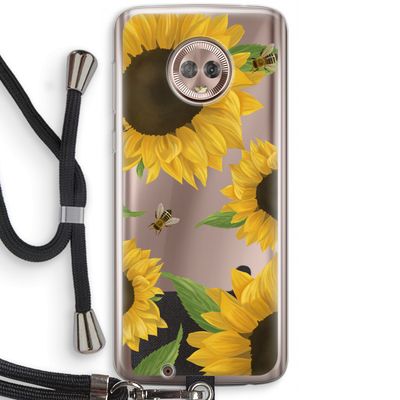 Sunflower and bees: Motorola Moto G6 Transparant Hoesje met koord