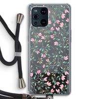 Sierlijke bloemen: Oppo Find X3 Pro Transparant Hoesje met koord