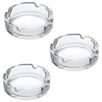 Asbak - Voordeelset van 6x stuks - transparant - D10 cm - glas - doorzichtige rookasbak - Tabaksbeno