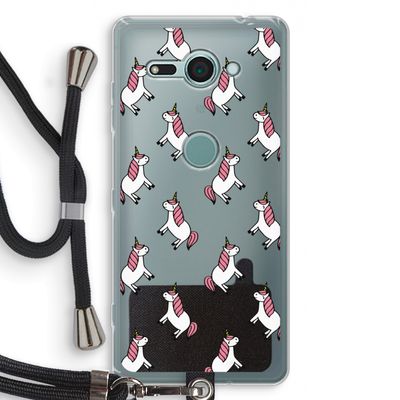 Eenhoorns overal: Sony Xperia XZ2 Compact Transparant Hoesje met koord