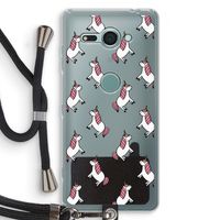 Eenhoorns overal: Sony Xperia XZ2 Compact Transparant Hoesje met koord