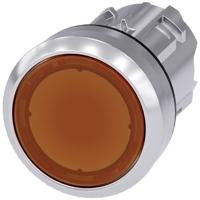 Siemens 3SU10510AB000AA0 3SU1051-0AB00-0AA0 Verlichte druktoets Metalen frontring, Hoogglans, Rond Knop Zilver, Amber 1 stuk(s)