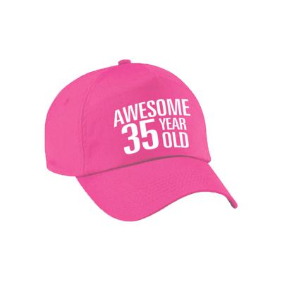 Verjaardag cadeau petje - Awesome 35 year old - 35 jaar - roze - volwassenen - baseball cap