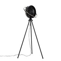 QAZQA Vloerventilator tripod zwart incl. LED 3-staps dimbaar - thumbnail