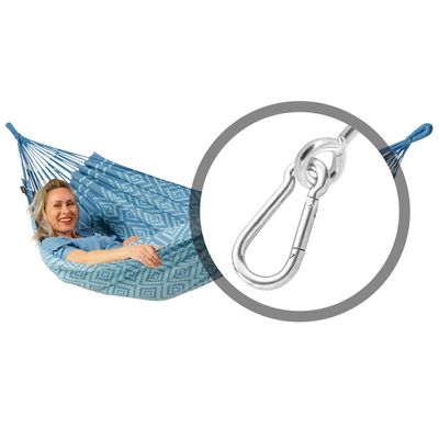 Eenpersoons hangmat met bevestiging - 300x140cm - Blauw - 120kg draagkracht- 100% katoen - binnen & buiten