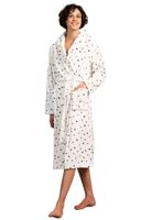 Witte dames badjas met stippen - fleece-2xl