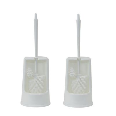 2x Toiletborstelhouder met wc borstel incl randreiniger wit