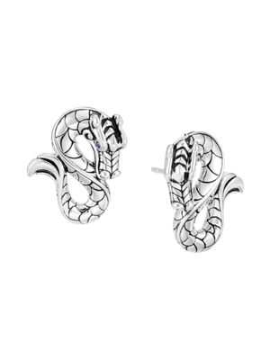 John Hardy puces d'oreilles Legends Naga ornées de saphirs - Argent