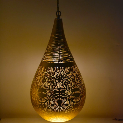 Hanglamp Ameera goud druppel met draad in 2 maten